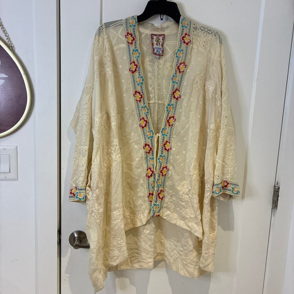 Johnny Was Cream Lacy Shae Kimono Sz Medium